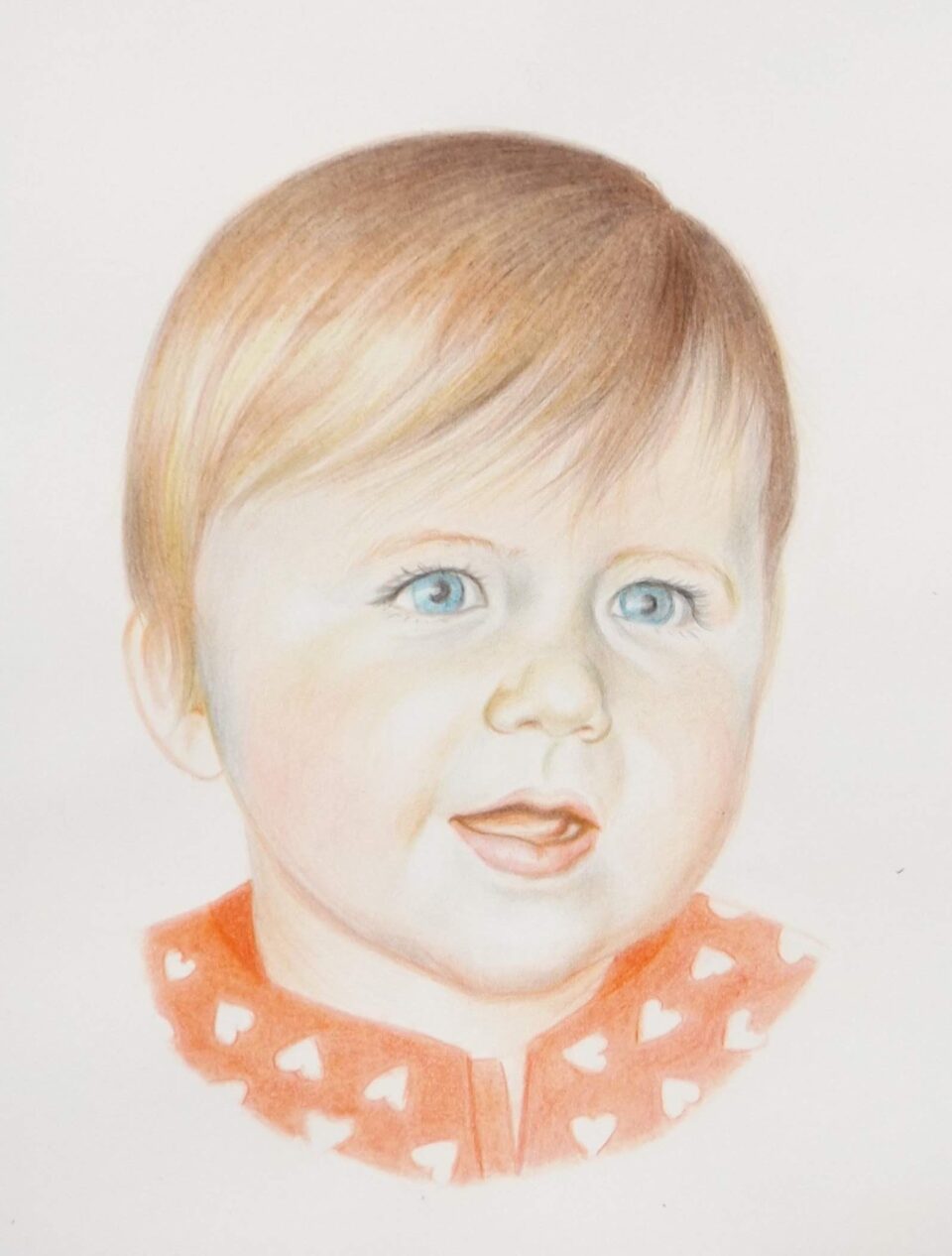 ritratto di bimba a matite colorate su commissione
